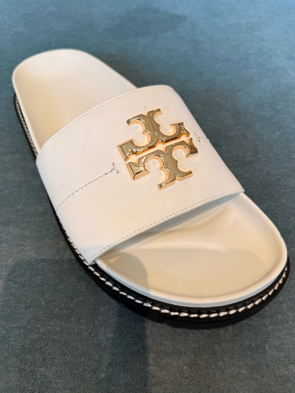 Tory Burch Everly Anatomic Lug Sandals, New Ivory / Perfect Black - Picture 10 of 16